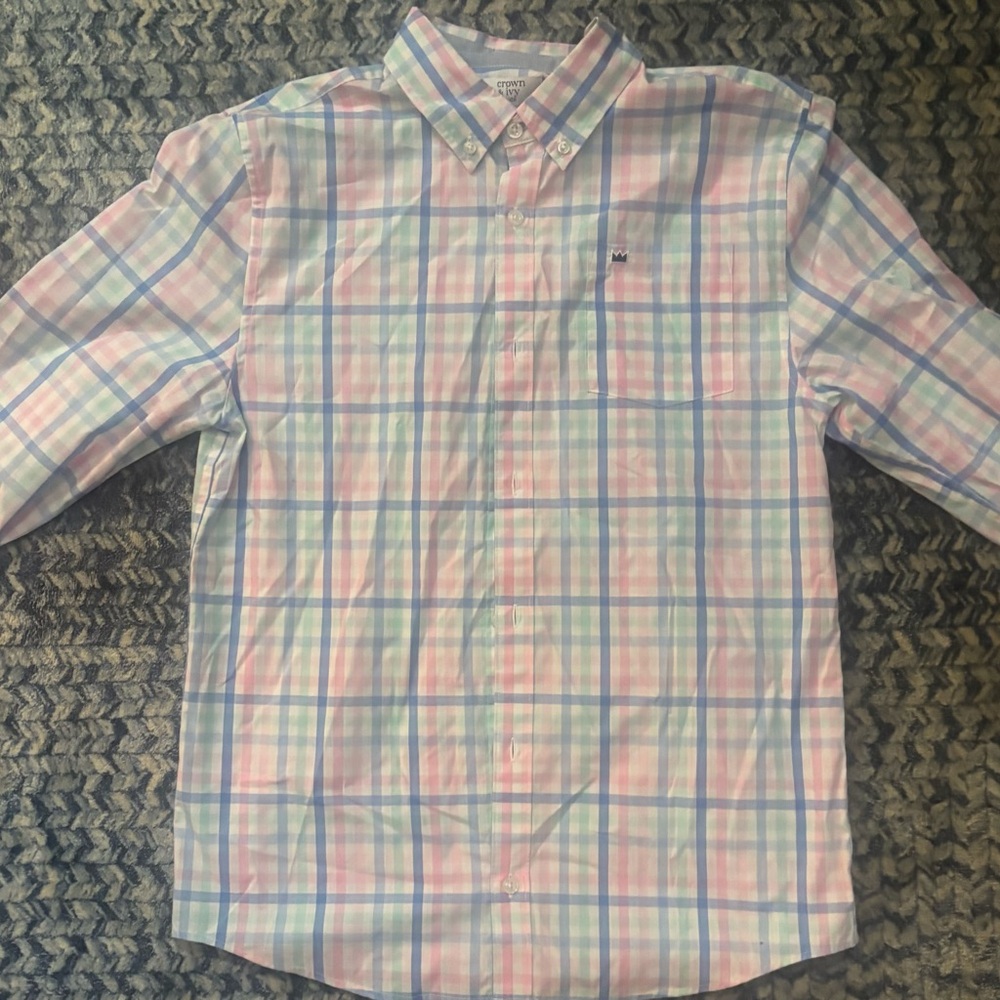Crown & Ivy Pastel Plaid Button Down Shirt